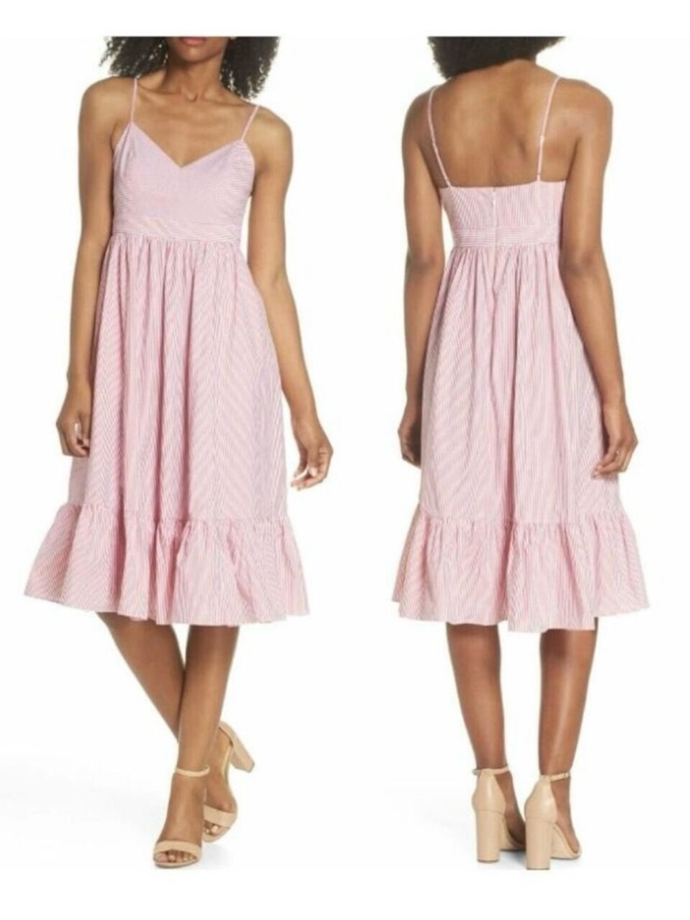 J. Crew Drapey spaghetti-strap dress Women’s Red & White Striped Size 2